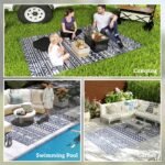 Reversible Outdoor Rug, Waterproof Plastic Straw with Carry Bag, 6' x 9', Blue & White Geometric - Image 5