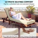 Set of 2 Chaise Lounge Cushion, 4" Thick Outdoor Lounge Chair Cushions with Ties for Patio, 21" x 72 ", Cream White - Image 4