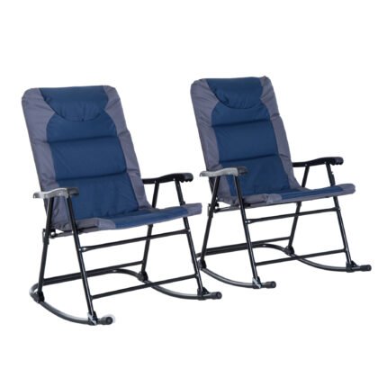 2 Piece Outdoor Patio Furniture Set with 2 Folding Padded Rocking Chairs