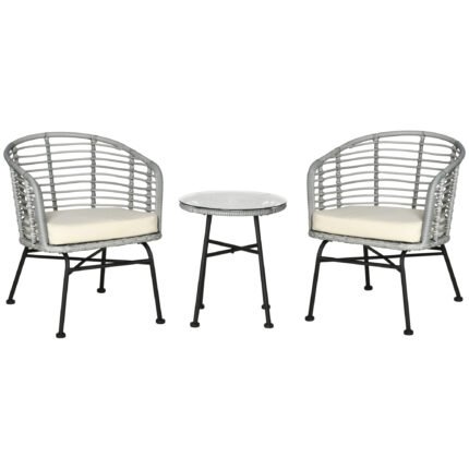 3 Piece Patio Bistro Set with PE Rattan