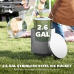 2.6 Gal Outdoor Side Table, 3-In-1 Concrete Cooler Bar Table with Storage, Removable Ice Bucket and Lid, Gray - Image 5