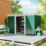 9' x 4' Metal Outdoor Storage Shed, Tool House with Double Lockable Doors for Backyard, Patio, Lawn, Garage, Dark Green - Image 2