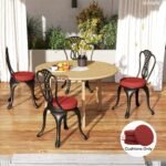 Patio Chair Cushions Set of 4 Round Seat Cushions for Dining Bistro Chairs Machine Washable, 15" x 15" x 3", Wine Red - Image 2