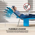 Tanning Chair with Face Hole, 5-Level Adjustable Outdoor Chaise Lounge Chair with Pillow for Beach, Pool, Light Blue - Image 4