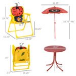 Kids Table and Chair Set, Outdoor Folding Garden Furniture, Picnic Table for Patio Backyard, with Removable & Height Adjustable Sun Umbrella, Red - Image 3