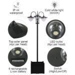 74.5" 3-head Solar Lamp Post Light with Planter, Solar Pole Lights Outdoor Waterproof LED Lighting for Backyard Pathway Patio Lawn Driveway Decor, Black - Image 6
