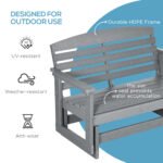 Patio Glider Bench w/ HDPE Slatted Double Rocking Chair, Light Gray - Image 6