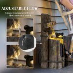 22.8" Water Fountain, 3-Tier Resin Bears on Log Outdoor Waterfall Fountain with LED Lights, Pump - Image 5