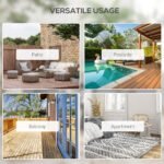 Set of 4 Outdoor Folding Chairs, Stackable Patio Dining Chairs with Armrests, Metal Frame, Light Mixed Brown - Image 6