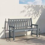 2-Person Garden Bench, HDPE Outdoor Bench with 530 lbs Capacity, Curved Seat for Backyard, Park, Porch, Lawn, Gray - Image 3