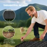 Reversible Outdoor Rug, Waterproof Plastic Straw with Carry Bag, 9' x 18', Black & Gray Geometric Wall - Image 7