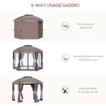 12' x 12' Round Outdoor Gazebo, Patio Dome Gazebo Canopy Shelter with Double Roof, Netting Sidewalls and Curtains, Zippered Doors, Strong Steel Frame - Image 6