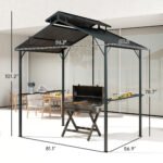 8 x 5ft Hardtop Grill Gazebo with Double Metal Roof, 2 Side Shelves and 10 Hooks for Patio Backyard Lawn Deck - Image 3