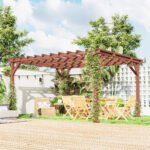 11' x 12.5' Outdoor Wood Pergola with Grape Trellis for Patio, Deck, Backyard, Lawn - Image 2