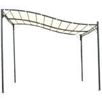 10' x 10' Steel Outdoor Pergola Gazebo, Patio Canopy with Weather-Resistant Fabric and Drainage Holes for Backyard, Deck, Garden, Cream White - Image 7