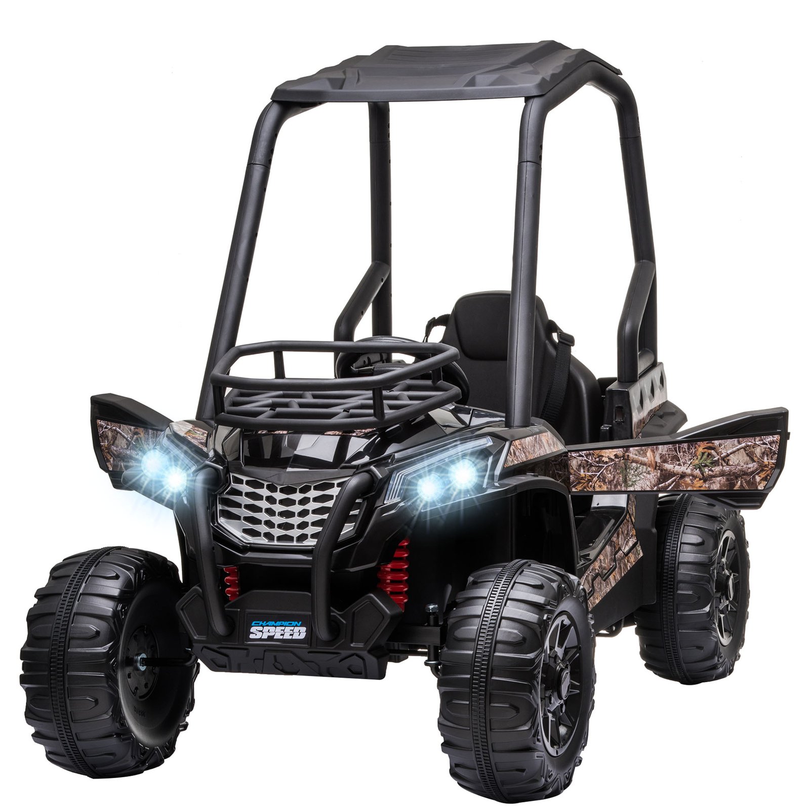 eKPdaa193d27d6cbc.jpg 12V Dual Motor Kids Electric Ride-on UTV Toy with MP3/USB Music Connection, Suspension & Remote Control - Camo - Image 1