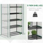 5 Tier Mini Greenhouse, Small Portable Greenhouse with PE Cover, Roll-Up Zippered Door, 76" x 35.4" x 19.3", White - Image 5