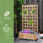 Wooden Raised Garden Bed with Trellis, Outdoor Planter Box with Drainage Crevices for Climbing Vine Plants Flowers, 24" x 12" x 49" - Image 7