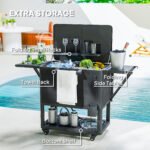 104 Quart Large Capacity Outdoor Cooler Cart, Patio Rolling Ice Chest with Bottle Opener Shelves Wheels, Black - Image 6