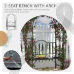 Metal Trellis Arbor Arch for Climbing Plants with Garden Bench, Grow Grapes & Vines, Patio Decor & 2-Person Outdoor Interlacing Decorative Seating with Tips, 484 lbs. Weight Capacity, Black - Image 4