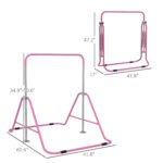 Folding Gymnastics Bar for Kids, Adjustable Height, Bubble Gum Pink - Image 3