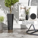 23.6 Inch Tall Planters for Outdoor Plants, Set of 2 Plastic Flower Pots with Drainage Holes, Black - Image 6