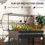 Elevated Garden Box with Greenhouse Cover, Raised Garden Bed with Legs and Drainage Hole for Vegetables, Black - Image 4