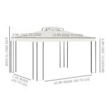 13' x 10' Patio Gazebo Outdoor Canopy Shelter w/ Double Vented Roof, Cream White - Image 3