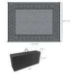 Outdoor Rug for Patio, 9' x 12' Waterproof Large Mat, Reversible Plastic Straw Rug for Decor, Portable Outside RV Camping Area Carpet Mat for Backyard Porch Deck Picnic, Black & Gray Border - Image 3