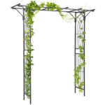 82'' Decorative Metal Garden Trellis Arch with Durable Steel Tubing & Elegant Scrollwork, Perfect for Weddings
