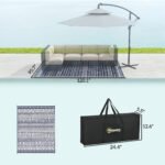 Reversible Outdoor Rug, Waterproof Plastic Straw with Carry Bag, 8' x 10', Blue & White Geometric - Image 3