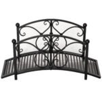 Garden Bridge 3.3FT, Decorative Classic Backyard Pond Bridge with Safety Railings Black - Image 6