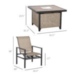 5 Piece Garden Patio Dining Set, Dinner Table with Built-in Ice Bucket Insert, 4 Rocking Chairs, Beige - Image 3