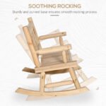 2-Person Wood Rocking Chair with Log Design, Heavy Duty Loveseat with Wide Curved Seats for Patio, Backyard, Garden, Natural - Image 4