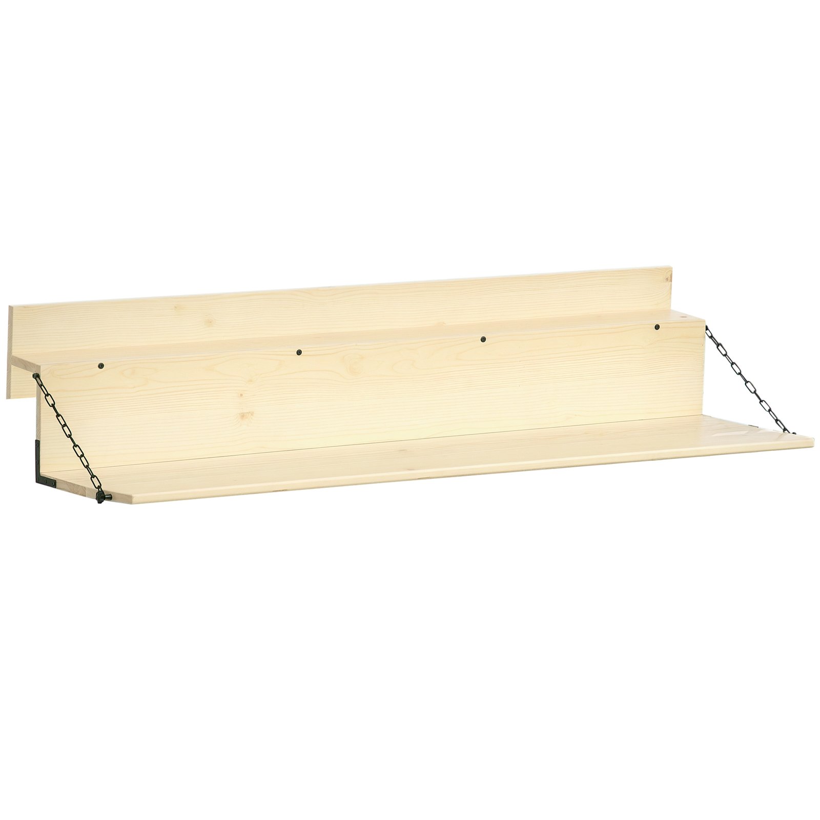 eYT881198089e0380.jpg Hanging Balcony Table, Spruce Wood Foldable Railing Bar, Serving Table & Desk, Fits up to 3.9 Inches, Natural - Image 1