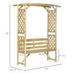 Patio Garden Bench, Wooden Bench, Outdoor Bench for Vines/Climbing Plants, Natural - Image 3