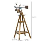 Windmill Weather Vane, Wind Vane with Bottom Shelf, Steel Windmill Head, Stained Wood - Image 3
