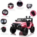 12V Kids Ride On Truck with Parent Remote Control, Battery Powered Electric Car with Spring Suspension, Adjustable Speed, LED Lights and Horn - Image 5