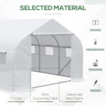 11.5' x 10' x 6.5' Walk-in Greenhouse, Tunnel Green House with Zippered Door and 6 Mesh Windows, Gardening Plant Hot House with Galvanized Steel Frame, White - Image 4