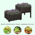 2-Piece Raised Garden Bed with Legs, Self-Watering Planter Box Raised Bed to Grow Flowers, Herbs & Vegetables, Brown - Image 4