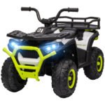 12V Kids ATV, 4 Wheeler Quad with 4 Spring Suspension Wheels, LED Lights, Music USB