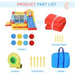Kids Bounce House, 4-in-1 Rocket Inflatable Water Slide Jumping Castle with 2 Slides, Climbing Wall, Trampoline, & Water Pool Area, Air Blower - Image 7