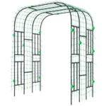 Garden Arch Trellis, 8 FT Tall Metal Plant Trellis Support with Climbing Net, Cucumber Trellis for Climbing Plants