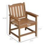 All-Weather Patio Chair, HDPE Patio Dining Chair, Heavy Duty Wood-Like Outdoor Furniture for Garden, Backyard, Deck, Porch, Lawn, Brown - Image 3