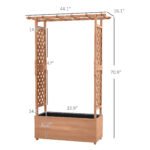 Raised Garden Bed with Trellises and Roof for Climbing Plant Vine, Hanging Flowers, 70.75" Tall Outdoor Wood Planter Box with Drainage & Filter - Image 3