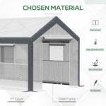 12' x 7' x 7' Greenhouse, Walk-in Outdoor Tunnel Green House with PE Cover, Steel Frame, 2 Roll-Up Zipper Doors & 4 Windows for Flowers, Vegetables, Tropical Plants, White/Dark Gray - Image 4
