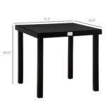 Patio Dining Table for 4, Rectangular Aluminum Outdoor Table for Garden Lawn Backyard, Black - Image 3