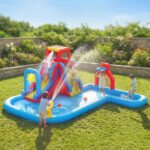 Inflatable Water Slide 6 in 1 with 480W Blower, Bounce House with Climbing Wall, Splashing Pool, Basketball Hoop - Image 2