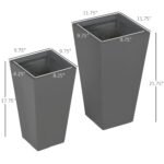 2-Pack Outdoor Planter Set, Flower Pots with Drainage Holes, Durable & Stackable Plant Pot, 22in & 18in, for Porch, Entryway, Patio, Yard, Garden, Gray - Image 3