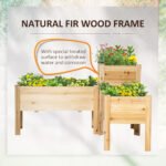Raised Garden Bed Set of 3, Wooden Elevated Planter Box with Legs and Bed Liner, for Backyard and Patio to Grow Vegetables, Herbs, and Flowers, Natural - Image 6